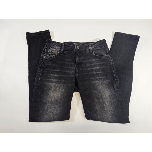 ALK Women's 26 Mavi Jean Co Mid Rise Slim Black Dark Denim Blue Jeans Pants EUC - Picture 2 of 7